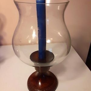 Wood and glass Hurricane lamp
